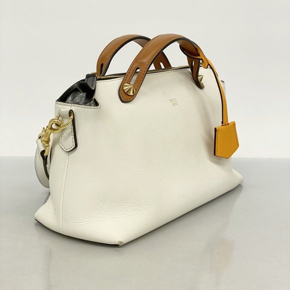 Fendi By the Way Leather Handbag in White, Brown, and Orange for Women - Picture 2 of 12